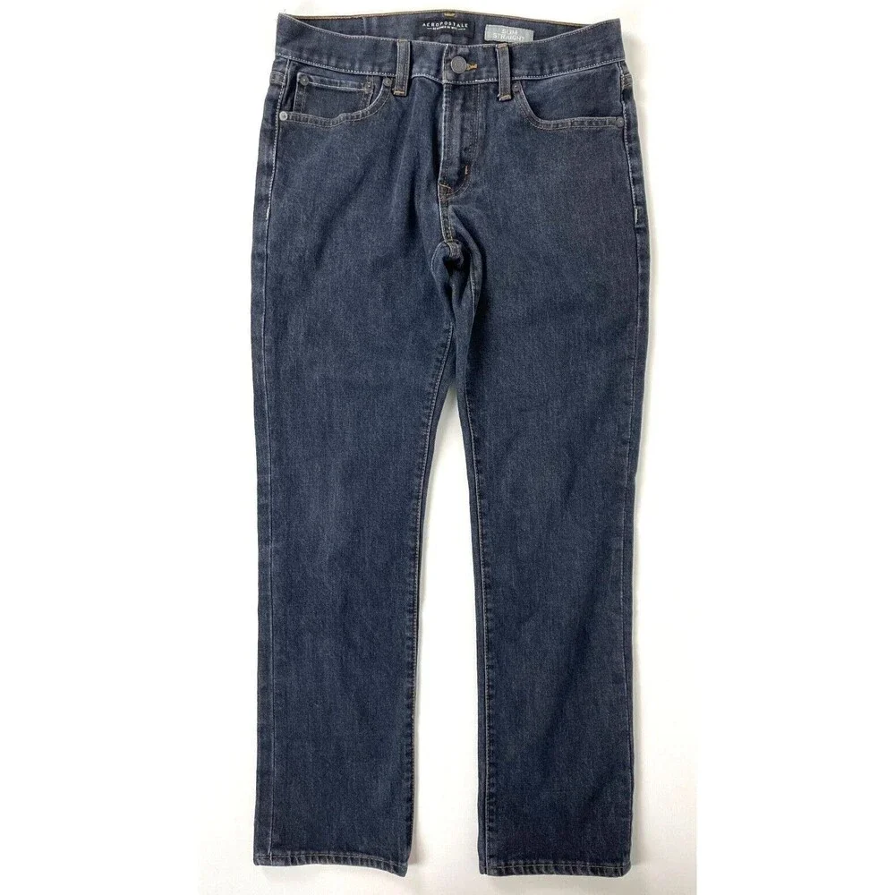 Aeropostale Jeans Slim Straight Fit Dark Wash - Men's Size 29Wx30L (J1)